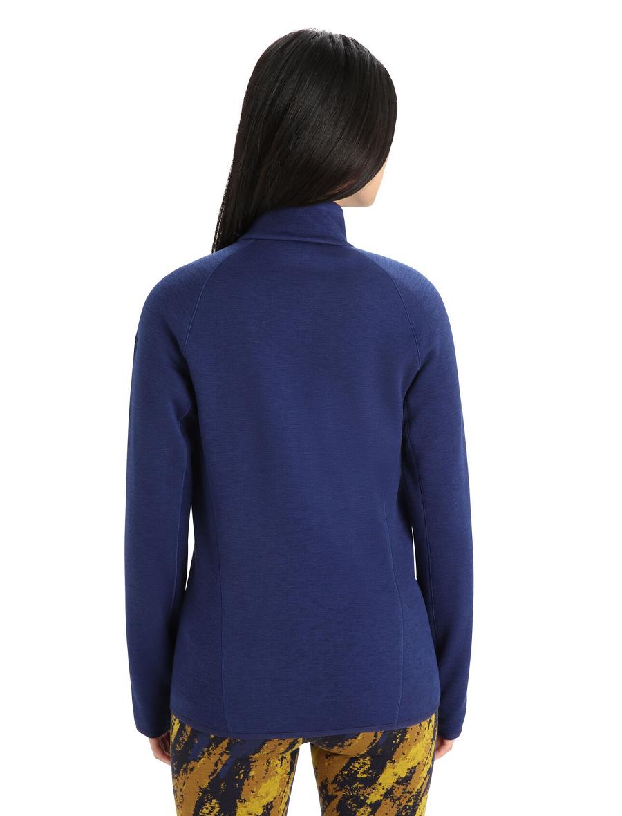 Sweat À Capuche Icebreaker RealFleece™ Merino Elemental Long Sleeve Zip Femme Bleu Royal Bleu Marine | FR 1665GSOL